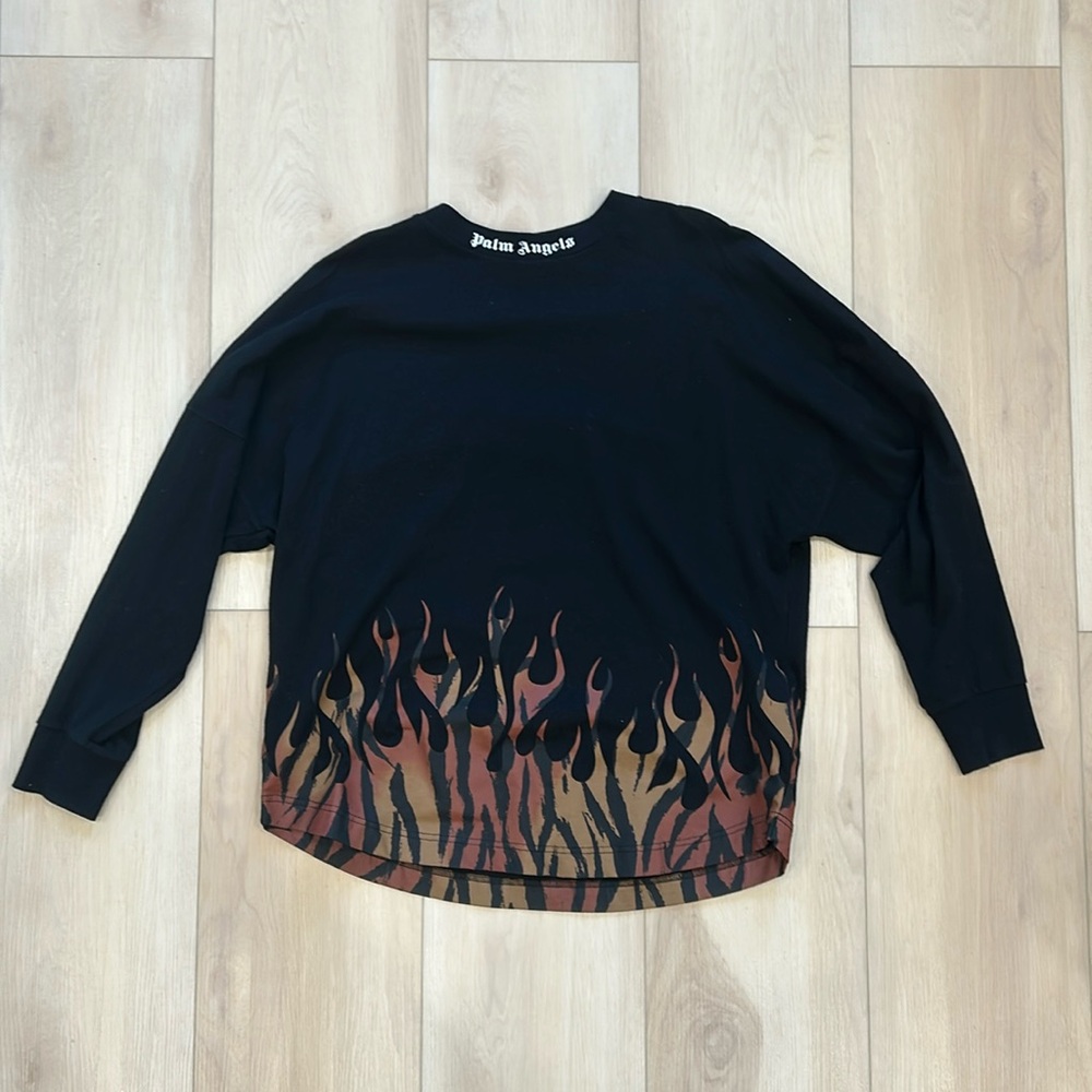 Palm Angels Long Sleeve Flames Tee